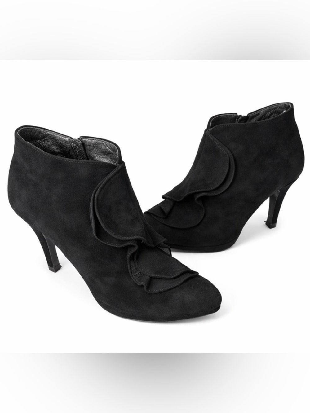 Banana Republic Sydney Black Suede Ruffle Ankle Booties Size 8